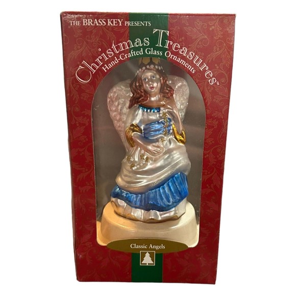 Brass Key Christmas Treasures Hand Crafted Glass Ornament Classic Angels - Picture 1 of 4